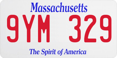 MA license plate 9YM329