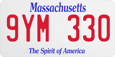 MA license plate 9YM330