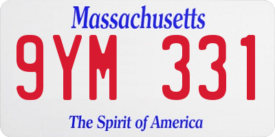 MA license plate 9YM331
