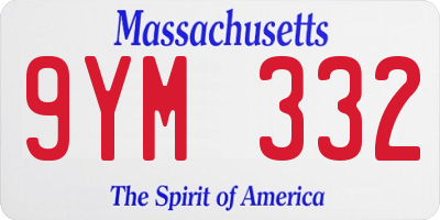 MA license plate 9YM332