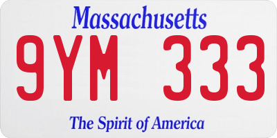 MA license plate 9YM333