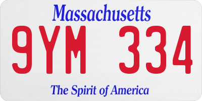 MA license plate 9YM334