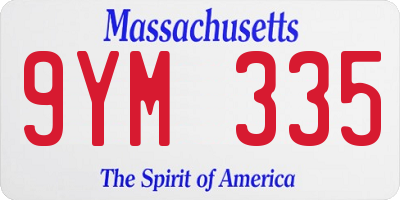 MA license plate 9YM335