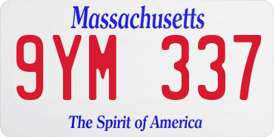 MA license plate 9YM337
