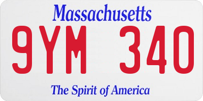 MA license plate 9YM340