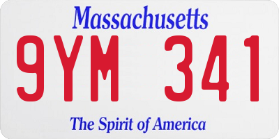 MA license plate 9YM341