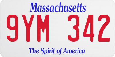 MA license plate 9YM342