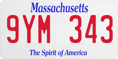 MA license plate 9YM343