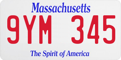MA license plate 9YM345