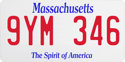 MA license plate 9YM346