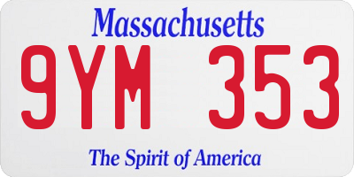MA license plate 9YM353