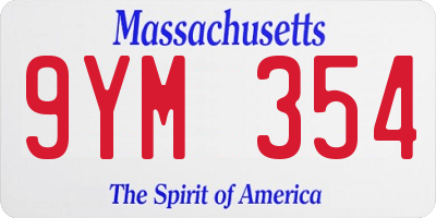 MA license plate 9YM354
