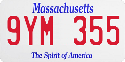MA license plate 9YM355