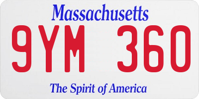 MA license plate 9YM360