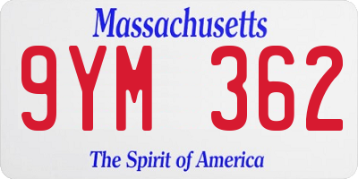 MA license plate 9YM362