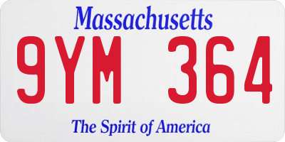 MA license plate 9YM364