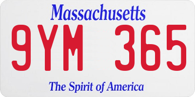 MA license plate 9YM365