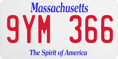 MA license plate 9YM366