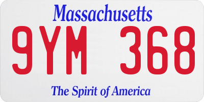 MA license plate 9YM368