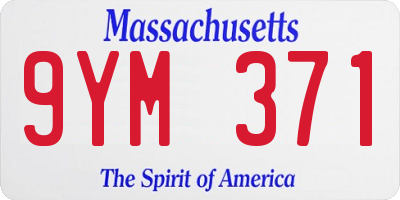 MA license plate 9YM371