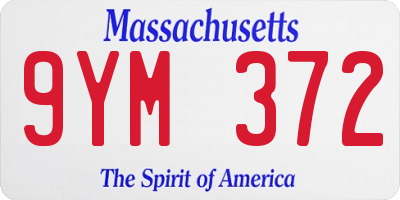MA license plate 9YM372