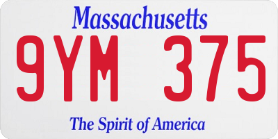 MA license plate 9YM375
