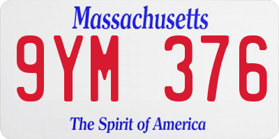 MA license plate 9YM376
