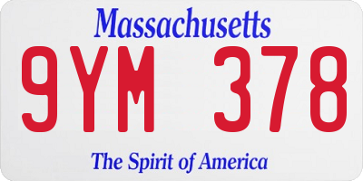 MA license plate 9YM378