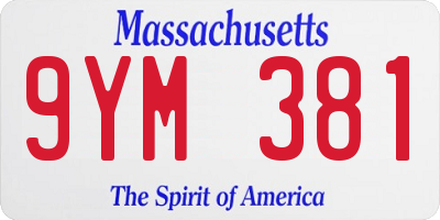 MA license plate 9YM381