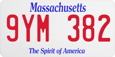 MA license plate 9YM382
