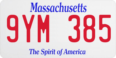 MA license plate 9YM385