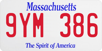 MA license plate 9YM386