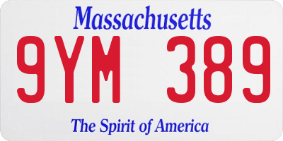 MA license plate 9YM389