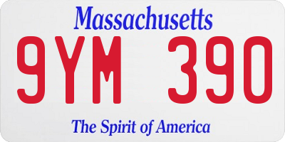 MA license plate 9YM390