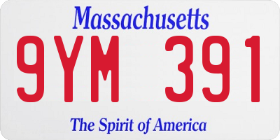 MA license plate 9YM391