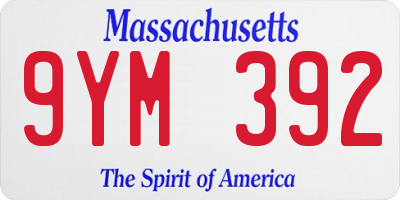 MA license plate 9YM392