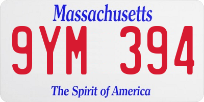 MA license plate 9YM394