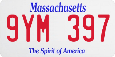 MA license plate 9YM397