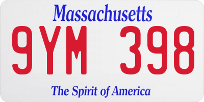 MA license plate 9YM398