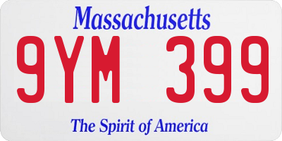 MA license plate 9YM399