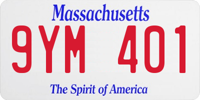 MA license plate 9YM401