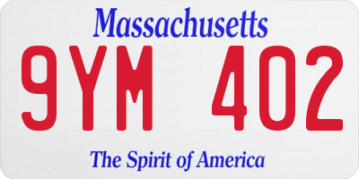 MA license plate 9YM402