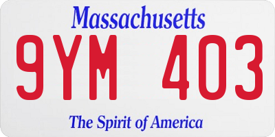 MA license plate 9YM403