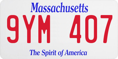 MA license plate 9YM407