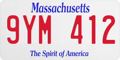 MA license plate 9YM412