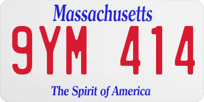 MA license plate 9YM414