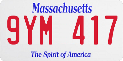 MA license plate 9YM417