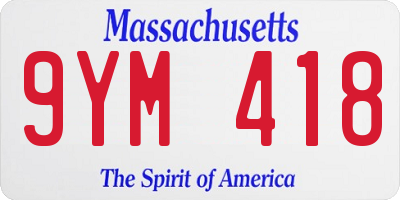 MA license plate 9YM418