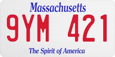 MA license plate 9YM421