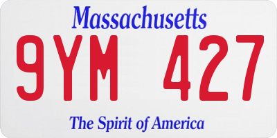 MA license plate 9YM427